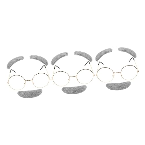 Holibanna 3 Sets Fake Bart Kit Augenbrauen Halloween Neuheit Stick Senioren Accessoire Alter Mann Kostüm Opa Alter Mann Jungen Fake Bart Für Männer Cosplay Zubehör Alter Person Kostüm Stoff von Holibanna