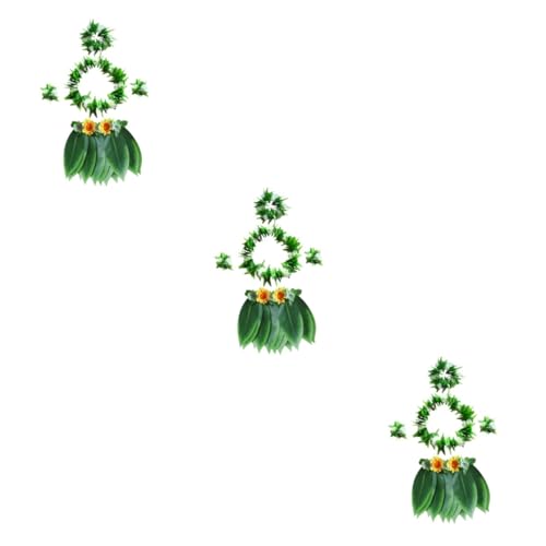 3 Stk Rock aus Hawaii-Blättern hawaii accessoires turban hijab Hula-Röcke für Erwachsene hawaiianische Grasröcke Halsketten eine Halskette Hawaii-Hula-Rock Mädchen fünfteiliges Set von Holibanna