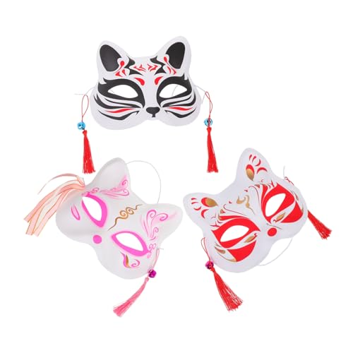 Holibanna 3 Stück Handbemalte Japanische Tiermasken Katzen und Fuchs Masken aus Leichtem Kunststoff für Party Halloween Cosplay und Rollenspiele für Erwachsene Holibanna 3 Stück Handbemalte Japanische Tiermasken Katzen und Fuchs Masken aus Leichtem Kunststoff für Party Halloween Cosplay und Rollenspiele für Erwachsene von Holibanna