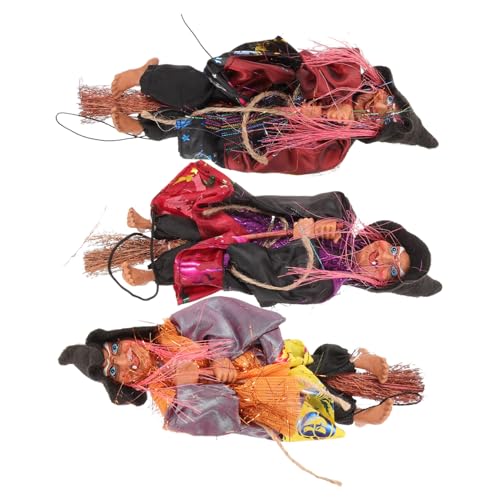 Holibanna 3 Stück Teiliges Halloween Hexenbesen Deko Langlebige Kompakte Hexen Ornamente für Party und Foto Wiederverwendbar Sicher und Platzsparend Zufallsstil von Holibanna
