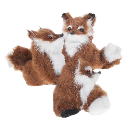 Holibanna 3 Stück Teiliges Kleine Fuchsanhänger aus Weichem Plüsch Realistische Tierfigur mit Kuscheligem Fell Dekorative Weihnachtsbaum Fuchsstatuen für Fenster und Wohnraumdeko von Holibanna