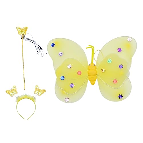 Holibanna 3 Stück Teiliges Schmetterlingsflügel Kostüm Set mit Stirnband und Zauberstab Doppellagige Gelbe Leichtes Bequemes Party und Cosplay Zubehör für Mädchen Holibanna 3 Stück Teiliges Schmetterlingsflügel Kostüm Set mit Stirnband und Zauberstab Doppellagige Gelbe Leichtes Bequemes Party und Cosplay Zubehör für Mädchen von Holibanna