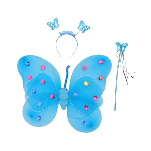 Holibanna 3 Stück Teiliges Schmetterlingsflügel Set für Mädchen mit Haarreif und Zauberstab Doppellagige Blaue Flügel Leichtes Cosplay Kostüm für Party und Verkleidungsspiele Holibanna 3 Stück Teiliges Schmetterlingsflügel Set für Mädchen mit Haarreif und Zauberstab Doppellagige Blaue Flügel Leichtes Cosplay Kostüm für Party und Verkleidungsspiele von Holibanna