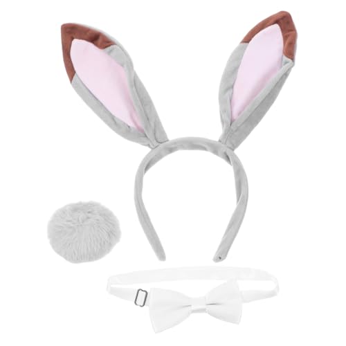 Holibanna 3 Stück Teiliges Set Plüsch Hasenohren Haarreifen mit Schleife und Lustige Kostümzubehör für Ostern Bunny Headwear für Partys und Feierlichkeiten von Holibanna
