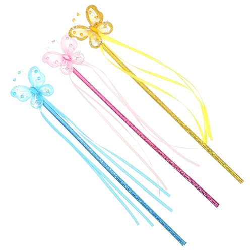 Holibanna 3 Stück Zauberstab Schmetterlingsstab Schmetterlingsflügel Kinderdekor Party Tragbare Engelsstäbe Zauberstab Kostüm Kinderspielzeug Hexenstab Zauberstäbe Für Mädchen Pailletten von Holibanna