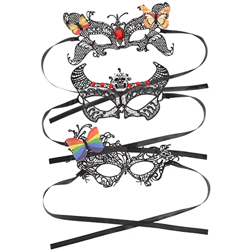 Holibanna 3 Stücke Stierkopf-Spitzenmaske halloween masken halloweenmaske masken erwachsene karnevalsmasken Masken für den Maskenball Fuchsmaske Cosplay-Maske Halloween-Maskenstütze Stoff von Holibanna