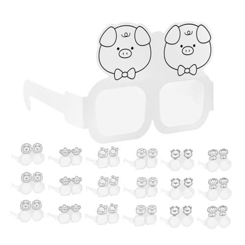 Holibanna 30 Stücke Selbstgemacht Papierbrillen Unbemalte Graffiti Gläser Dekorative Malgläser für Partys Handgemachte Requisiten für Kinder und Schulprojekte von Holibanna