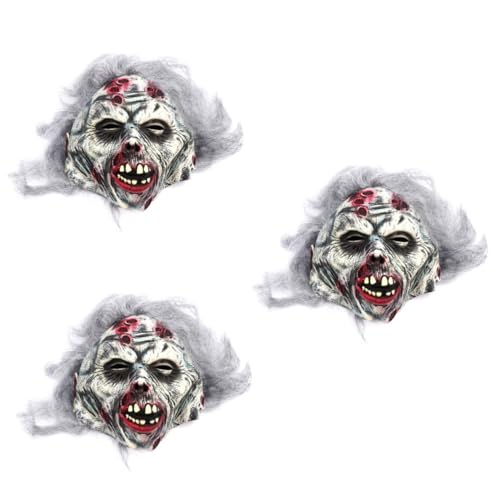 Holibanna 3St Grauhaarige Zombie-Horrormaske Latex Clown-Kostüme schrecklich halloween horror kostüme horror kostüme halloween Halloween-Requisite Halloween-Maske Requisiten von Holibanna