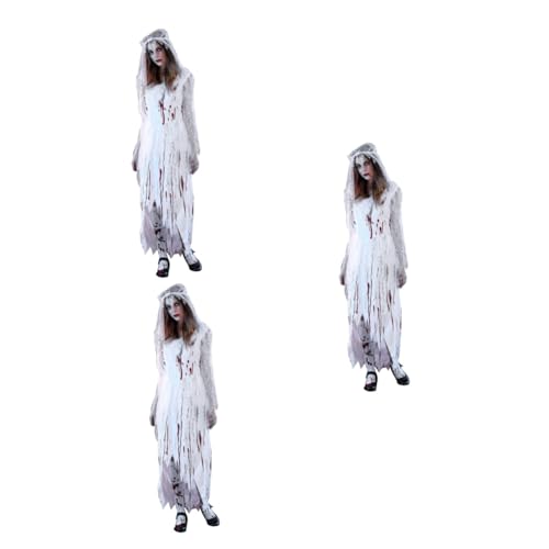 Holibanna 3St Halloweenkostüm halloween kostüm halloween -Outfits Halloween-Braut Kleider Halloween-Kostüme für Frauen Geisterbraut Kostüm bilden Kleidung Brautkleid Weiß von Holibanna