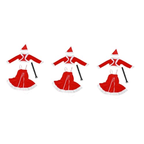 Holibanna 3st Cosplay-outfits Kleider Für Frauen Formell Zeremonienkleid Für Frauen Rote Anzüge Rollenspielkostüm Rotes Abendkleid Anzüge Für Frauen Damen Performance-kleidung Weihnachten von Holibanna