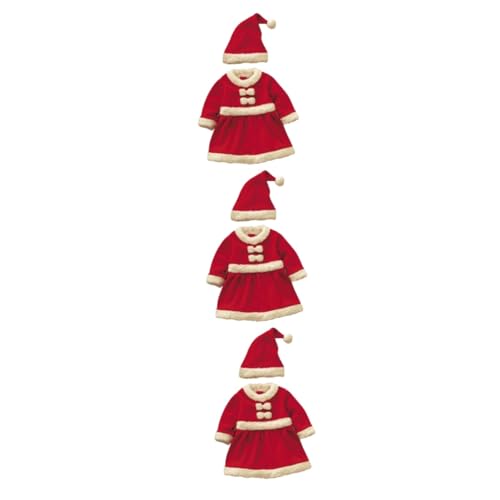 Holibanna 3st Weihnachten Weihnachtsmann-outfit Für Kinder Kleidung Durchführen Weihnachtsmütze Santa Kleid Cosplay Tragen Babys Erstes Weihnachtsoutfit Baby-kit Mädchen Ein Stück Overall von Holibanna