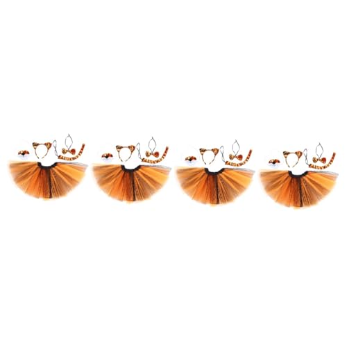 Holibanna 4 Sets Tiger Dress Up Anzug Stirnbänder Rock Dekor Haargummi Haarband Tiger Ohr Haar Leistung Kragen Cosplay Tiger Requisiten Festival Tiger Nase Halloween Kleidung von Holibanna