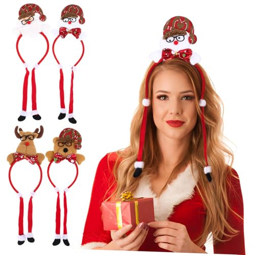 Holibanna 4 Stck. Teiliges Weihnachts Haarband mit Rentiergeweih Schneemann Bär und Weihnachtsmann Festliche Kopfbedeckung mit Elf-bein für Kostümfeiern Partydekoration und Saisonale von Holibanna