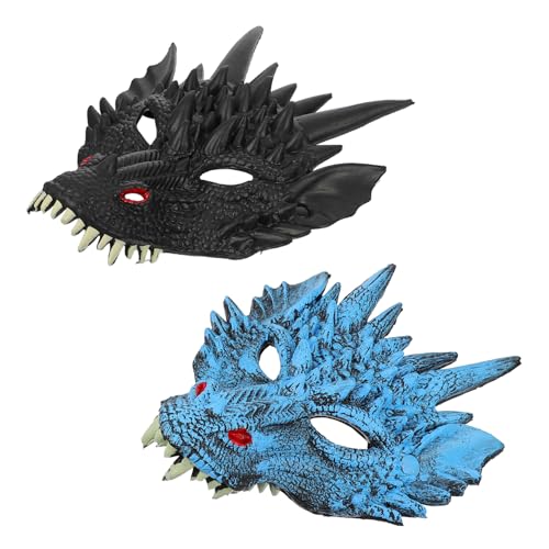Holibanna 4 Stück 3D-Tier-Drachenmaske Drachen-Cosplay-Maske Halloween-Gruselmasken 3D-Tiermasken Kleider Cosplay-Tiermasken 3D-Drachenmasken Pu tierischer Drache bilden Requisiten Kleidung von Holibanna