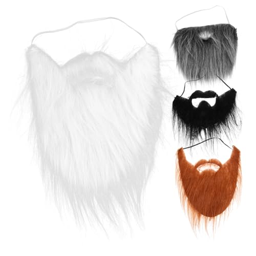 Holibanna 4 Stück Bart verkleiden Fake Beard Fake Schnurrbart faschingskostüme Beard Set Cosplay-Perücken Bart Dekoration Party-Requisiten-Bart Performance-Kunstbart Polyester von Holibanna