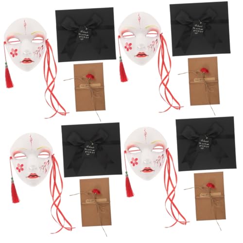 Holibanna 4 Stück Hanfu-maske Halloween-maske Partymaske Halloween-dekoration Festival-streich-tool Halloween-party-maskendekor Frauenmaske Lustige Maske Cosplay-maske Plastik Quaste Bilden von Holibanna