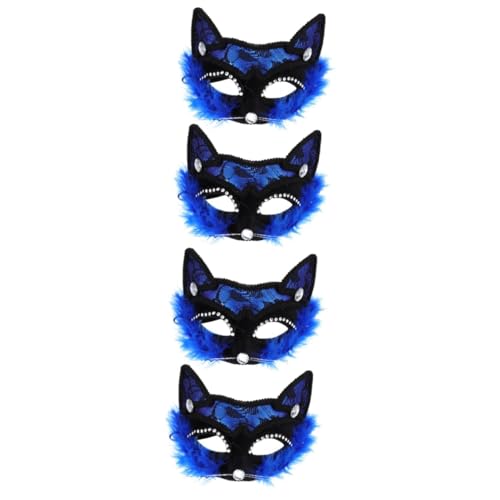 Holibanna 4 Stück Katze Gesichtsmaske Spitzen-augenmasken Halloween-katzen-gesichtsabdeckung Spitze Auge Halloween-kostüme Für Frauen Männer Und Frauen Cosplay Plüsch Katzenmaske von Holibanna