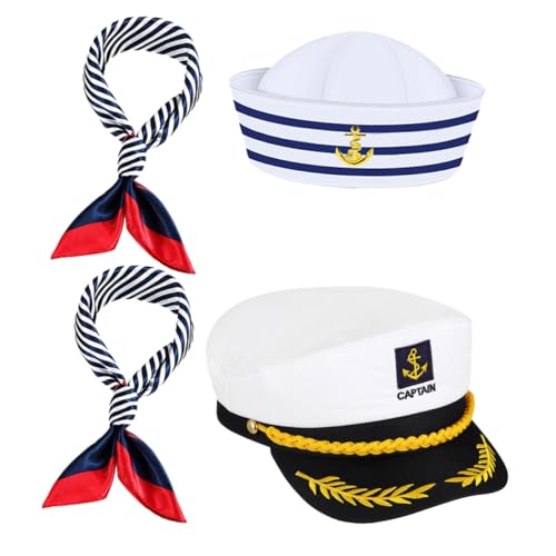 Holibanna 4 Stück Marinehut und Schal Set Nautische Kostümaccessoires für Herren und Damen für Halloween und Themenpartys von Holibanna