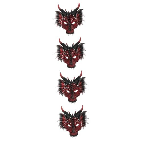 Holibanna 4 Stück Schwarze Rote Drachenmaske 3d-drachen-gesichtsmaske Mittelalterliche Drachenmasken Horrormasken Drachenmasken Für Erwachsene Volles Gesicht Mann Pu Dekorationen Hohl von Holibanna