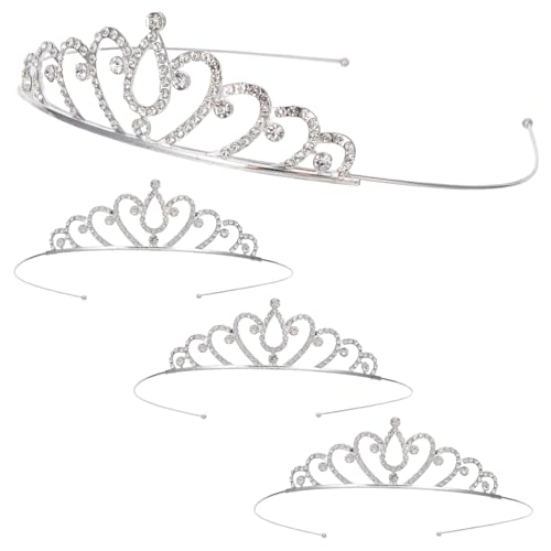 Holibanna 4 Stück Teiliges Haarreif Silbernes Prinzessin Tiara Stirnband für Mädchen Leichtes Bequemes Party und Accessoire für Geburtstag Halloween Kostüm und Alltag von Holibanna