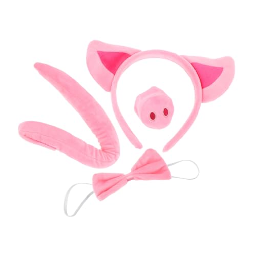 Holibanna 4 Stück Teiliges Schweine Kostüm Set Schweineohren Stirnband Schweinenase und Schleife für Halloween Karneval Party Cosplay Zubehör von Holibanna