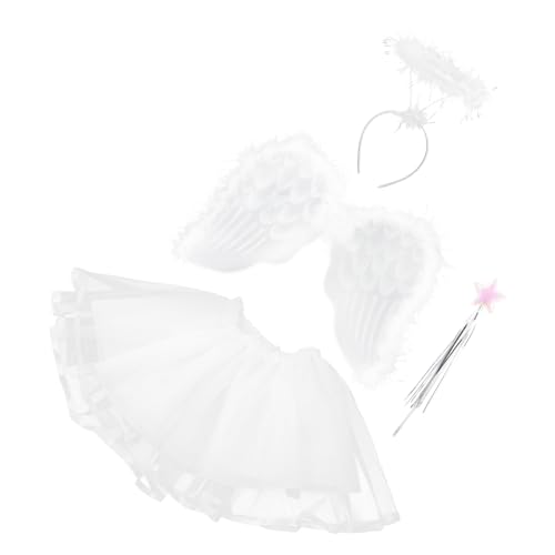Holibanna 4 Teiliges Engel Kostü Set Für ädchen Tüllrock Haarreif Flügel Und Zauberstab Prinzessinnen Fairy Dress Outfit Für Bühnenaufführungen Und Kostümpartys von Holibanna