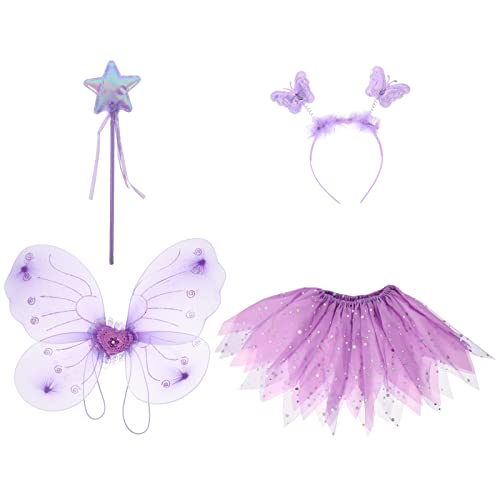 Holibanna 4 Teiliges Kinderkostü Set Mit Schmetterlingsflügeln Tüllrock Und Haarreif Performance Pettiskirt Für ädchen Ideal Für Verkleidungen Und Partys von Holibanna