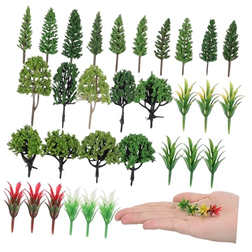 Holibanna 40 Stück Teiliges Miniatur Modellbäume Vielseitige Plastik Bäume für Diorama Landschaft für Modellbau Zuganlage und DIY Bastelprojekte Kleine Realistische Grüne Mini Bäume von Holibanna