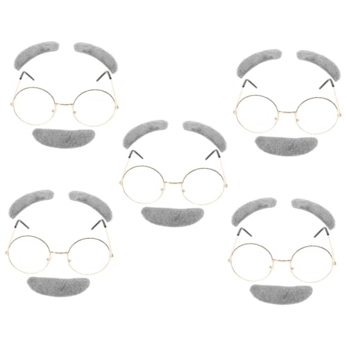 Holibanna 5 Sets Fake Bart Kit Kostüm Für Ältere Menschen Brauner Alter Mann Jungen Kostüm Für Alte Männer Augenbrauen Verkleidung Für Alte Männer Kostümzubehör Brille Opa von Holibanna