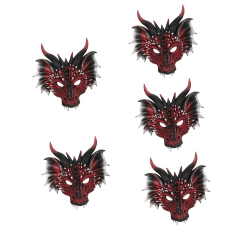 Holibanna 5 Stk Schwarze Rote Drachenmaske Maskerade-kostüm-masken Grusel Hälfte Halloween-requisiten Kostümmaske Kostüm Für Erwachsene 3d Maskerade Masken Die Abschlussball Kind Pu von Holibanna