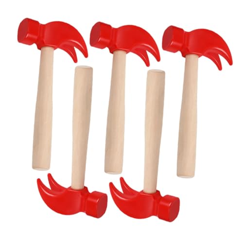 Holibanna 5 Stück Kleines Holzhammerspielzeug Werkzeug Kugelhammer Hämmer für Hammerkugel Mini-Hammer und Meißel für hölzern rot von Holibanna