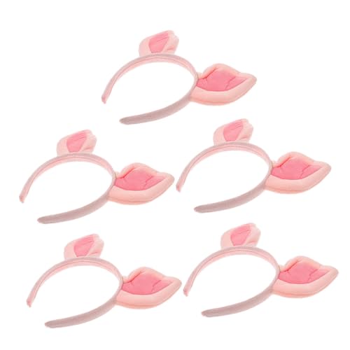 Holibanna 5 Stück Rosa Pig Ear Headbands aus Weichem Plüschstoff Bequemes Kostümzubehör für Damen für Halloween Cosplay Partyfotos und Festliche Dress Up Anlässe von Holibanna