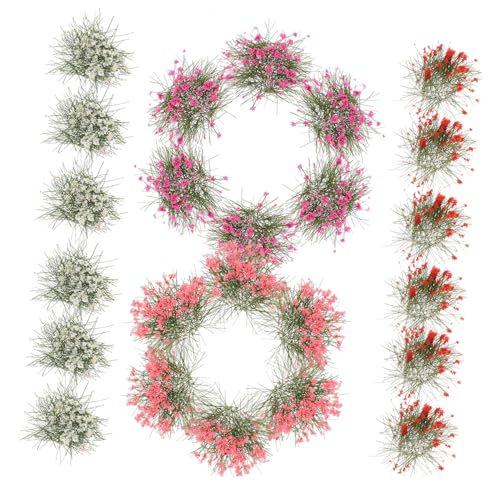 Holibanna 5 Stück Teiliges Miniatur Blütenbüschel für Modellbau Künstliche Gras und Blumen Dekoration für Dioramen Puppenhäuser und Modelleisenbahnen Bunten Farben Rot Gelb Weiß von Holibanna