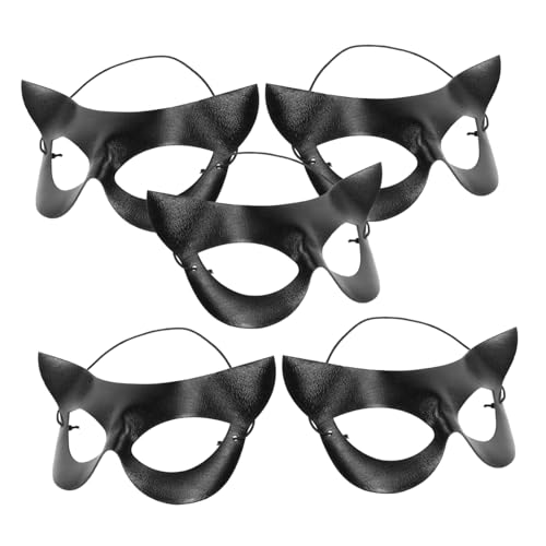 Holibanna 5 Stück Teiliges Schwarzes Halbes Katzenaugen-Masken Damen für Karneval Karneval Fasching Cosplay und Kostümparty Bequem Langlebig und Wiederverwendbar von Holibanna