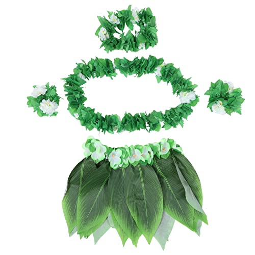 Holibanna 5St Luau Partyrock halloween kostüm halloween costume Geschenke für Frauen Blumengirlanden Halsketten Frauenkleidung Luau-Kostüm hawaiianischer Blattrock grüne Blattgras von Holibanna