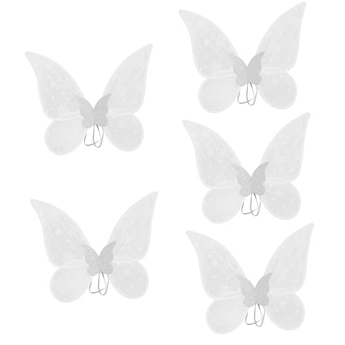 Holibanna 5St Schneeflocken-Schmetterlingsflügel graceling gracy Kleidung Kleider Feenkleider Schmetterlingsflügel für Party Schmetterlingsflügel für Rollenspiele bilden Requisiten Garn Weiß von Holibanna