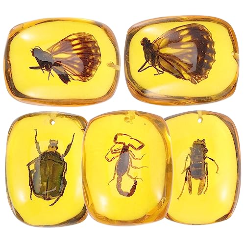 Holibanna 5 Stück Selbstgemacht Bernsteinanhänger mit Insekten Dekorative Schmuckstücke für Armbänder und Ohrringe Langlebig und Detailreich für Bastelarbeiten von Holibanna