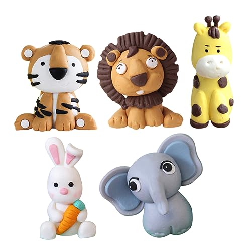 Holibanna 5stücke Teiliges Tierförmige Kuchendekoration Für Kindergeburtstage Adorable Cartoon Tier Toppers Giraffe Tiger Elefant Hase Für Kuchenverzierungen Und Feiern von Holibanna