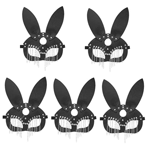 Holibanna 5st Leder-kaninchen-leder-maske Abschlussball Requisiten Maskerade Hase Gothic Hasenmaske Ballparty-maske Karnevalsmaske Für Frauen Hase Aus Leder Cosplay Pu Damen von Holibanna