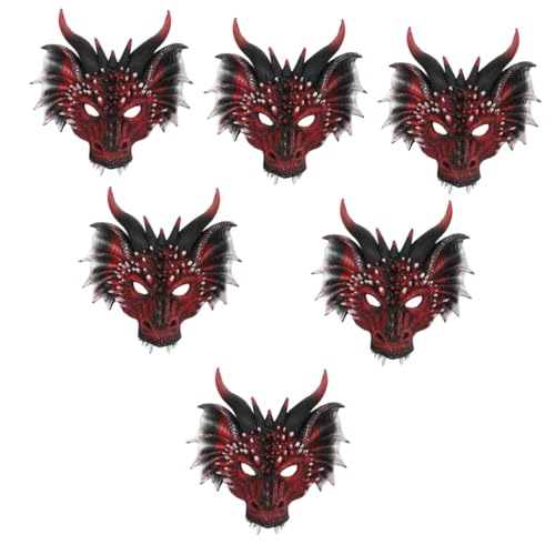 Holibanna 6 Stk Schwarze Rote Drachenmaske Halloween-cosplay-gesichtsmaske Halloween-drachenkostüm Rote Drachenmasken Maskerade-maske Für Frauen Halloween-drachenmasken Tier Pu Kleidung 3d von Holibanna