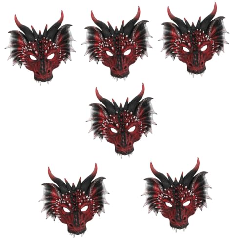 Holibanna 6 Stk schwarze rote Drachenmaske Drachenkopfmasken Drachen Halbmasken halloween maske halloween-maske Herrenanzüge Anzug Maskenball Masken Halloween-Drachen-Cosplay-Maske Emulsion von Holibanna