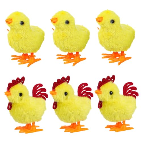 Holibanna 6 Stück Aufziehbares Plüschküken Mechanische Hühner Spielzeuge Lustige für Kindergeburtstage und Ostern Stressabbau für Kreatives mit Wind Up Mechanismus von Holibanna