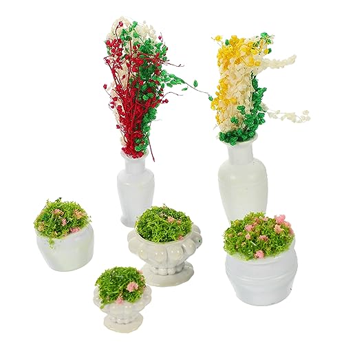 Holibanna 6 Stück Dekorative Miniaturpflanzen Kunstblumen für DIY Außenbereich Simulationsblumen für Spieltisch und Miniaturlandschaften Gemischte Stile Zufällige Farbe von Holibanna