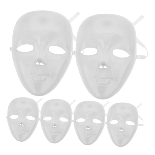 Holibanna 6 Stück Diy-Vollgesichtsmasken Bemalbare Maske Blanko Maskerade-Maske Kunststoff-Maché-Masken Mardi-Gras-Maske Hip-Hop-Tanzmasken Für Karneval Cosplay Partyzubehör von Holibanna