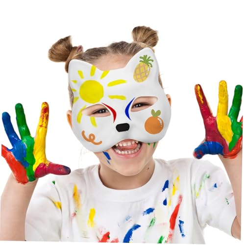 Holibanna 6 Stück Teiliges DIY Katzenpapiermasken zum Bemalen Hautfreundlich Langlebig für Karneval Cosplay Fasching Eltern Junge Mädchen Aktivitäten Kreative Tiermasken für Halloween und von Holibanna