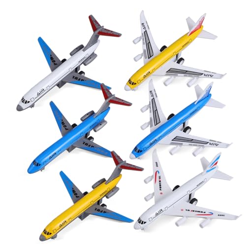 Holibanna 6 Stück Teiliges Legierungs Passagierflugzeug Spielset mit Pull Back Funktion Glattes Gleiten Flachen Oberflächen Detailgetreue Metallmodelle Kinderspielzeug und von Holibanna
