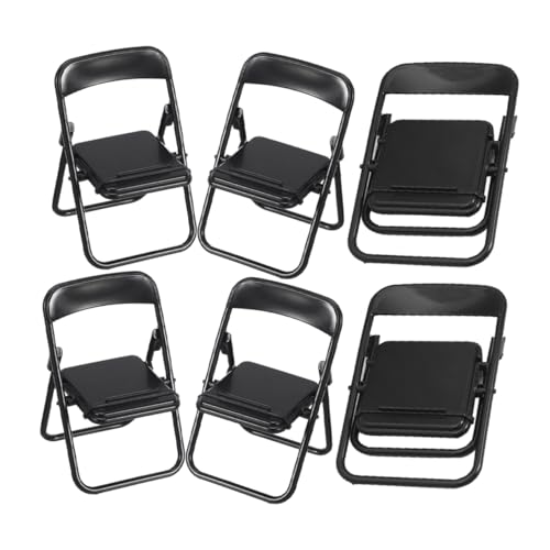 Holibanna 6 Stück Zubehör Für Puppenhäuser Klappstuhl Möbel Stuhl Telefonhalterung Desktop-telefonhalterung Mini-Stuhl Mikrolandschaftsdekor Miniatur-stuhlmodell Handyhalter Plastik Black von Holibanna