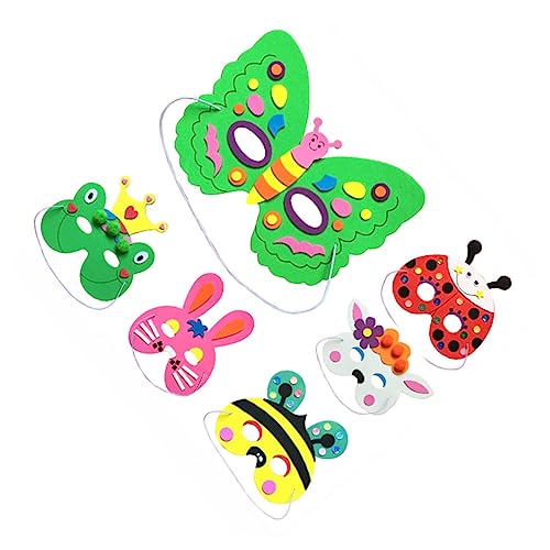 Holibanna 6St Tanzperformance-Tool für Kinder Bastelsets aus Papier für Kinder Tiermaske selber machen Kreatives Masken-Set für Kinder DIY-Masken für Kinderpartys DIY-Materialset Anziehmaske von Holibanna