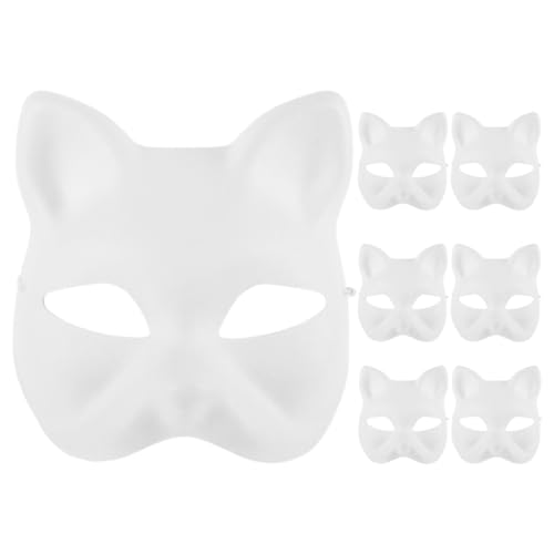 Holibanna Unbemalte Katze 7-tlg. Halbmaskerade Für Sicheres Basteln Mit Papierzellstoff von Holibanna