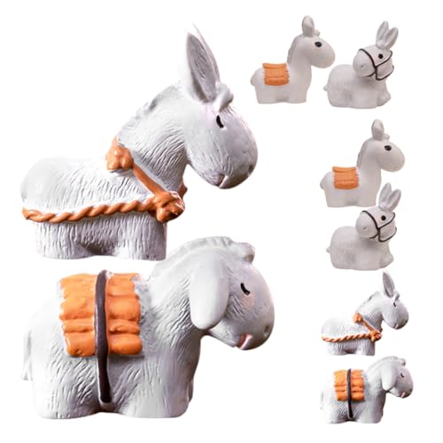 Holibanna 8 Stück Esel-Ornamente Figuren Miniaturtier Im Garten Haustier Kuh Miniaturen Hund Kaninchen Eselendekor Tiere Miniatur-Esel Mini-Esel Harz von Holibanna